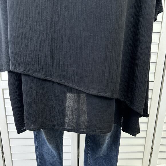 Niche Nilgun Derman XL Black Tissue Crepe Gauze‎ Layered Tunic Top Lagenlook - Picture 4 of 9